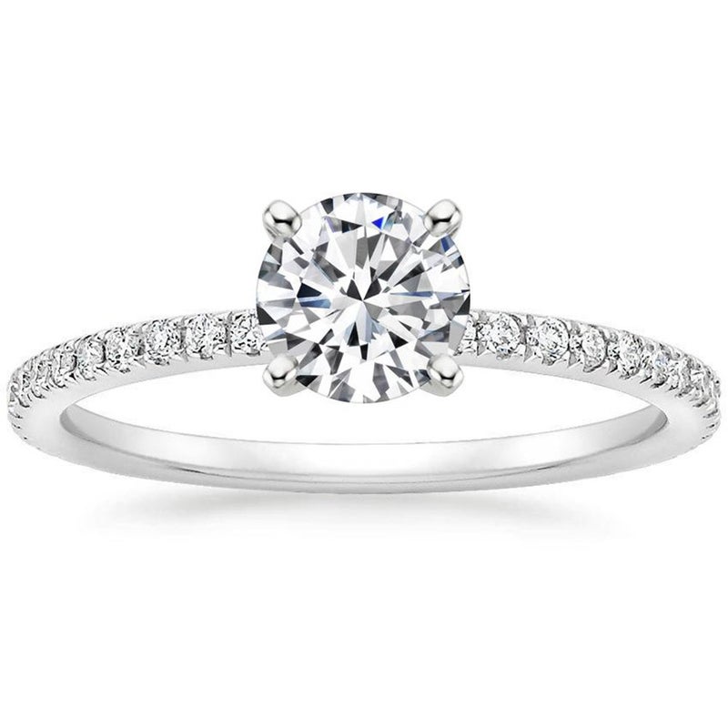 LEMON GRASS 1 Ct Halo Solitaire Cubic Zirconia Promise Engagement Ring 925 Sterling Silver Ring Sizes 4 5 6 7 8 9 (3.5) - Image 1
